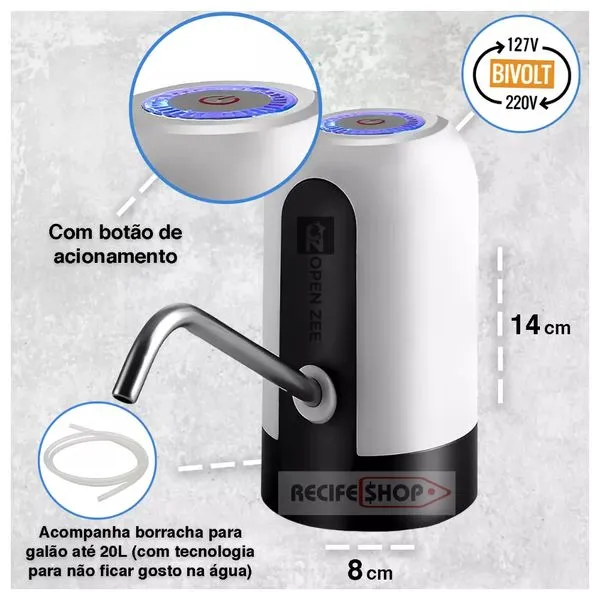 Bomba Elétrica Automática para Garrafão - Conforto e Tecnologia para Seu Dia a Dia