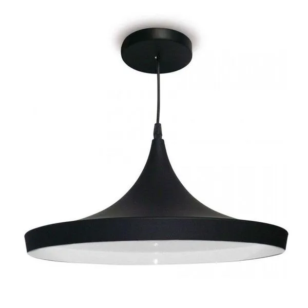 Pendente Alumínio 1xe27 Preto Chapéu Chines Blumenau