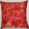 02 Capa de almofada vermelha em jaquard rosas 0,45x0,45