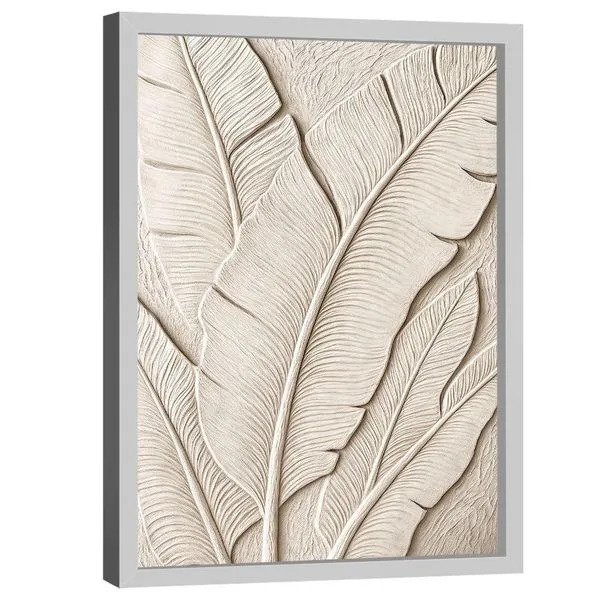 Quadro Decorativo Abstrato Folha Off-white