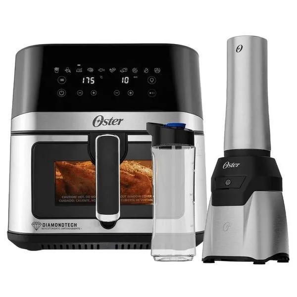Kit Fritadeira Diamondtech 7,5L E Blender Power Inox 2 Jarras Oster 220V