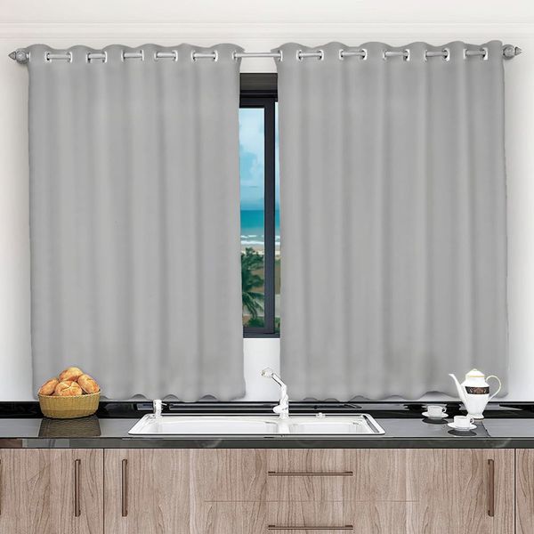 Cortina 2,00x1,20 Janela Sala Quarto Cozinha Tecido Liso Cinza