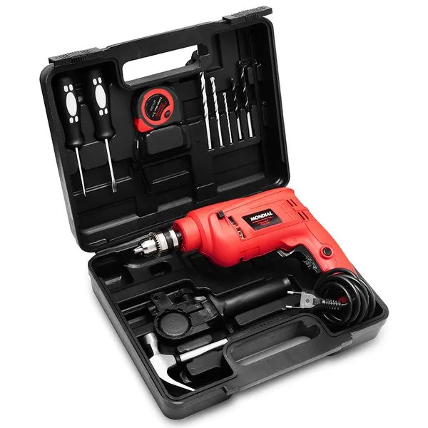 Furadeira de Impacto com Maleta Mondial Vermelho 650W - NFFI-07M 110V