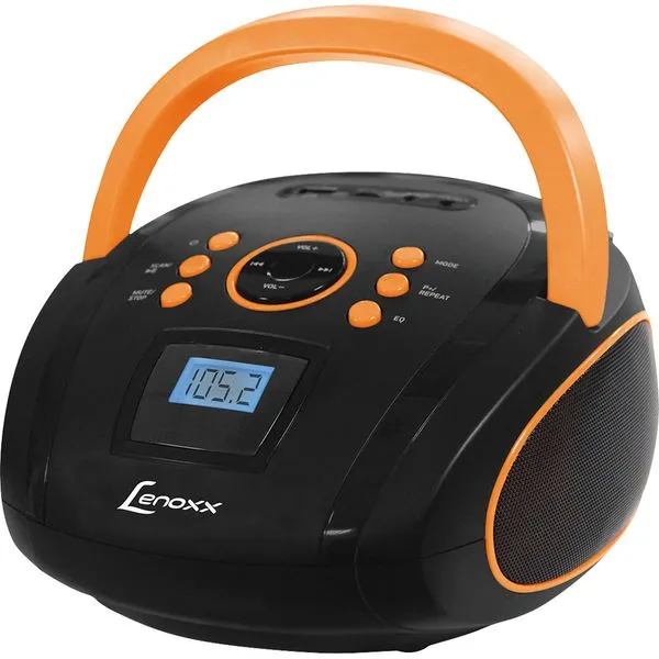 Rádio Lenoxx com MP3. FM. Entradas USB. SD e Auxiliar BD-108 Preto e Laranja