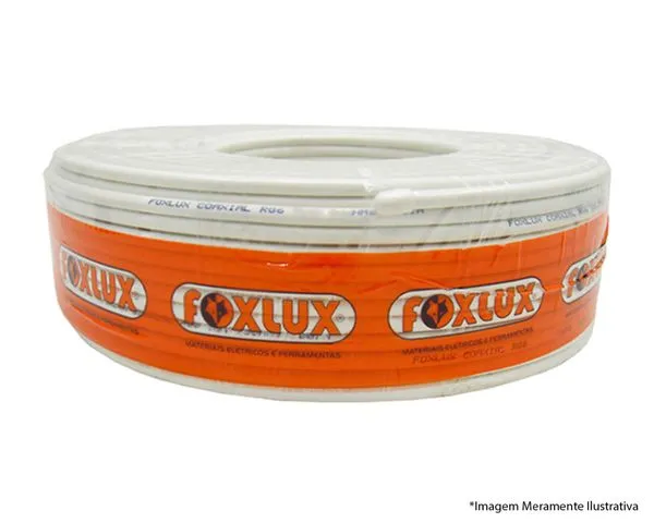 Cabo Coaxial Foxlux Rg6 67 100Mts Branco