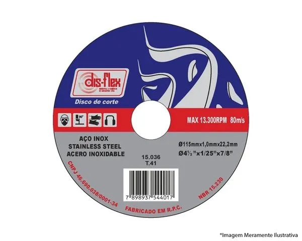Disco Corte Inox Disflex 115X1,0X22,2Mm