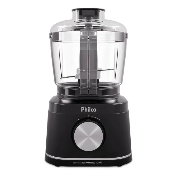 Processador de Alimentos Philco PMN04A 420W 500ml Trava de Segurança Preto Preto / 220
