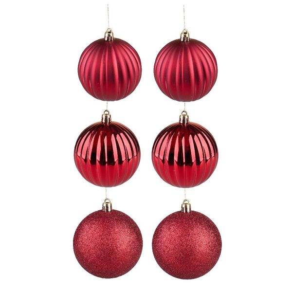 Tubo com 6 Bolas de Natal 8cm Cazza Vermelha