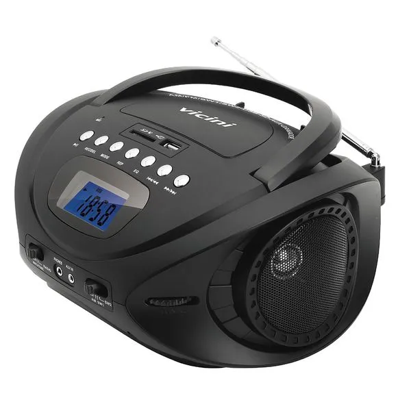 Rádio com MP3. AM/FM. Relógio. 3.2W RMS. Entrada USB. Auxiliar e SD Vicini VC5060