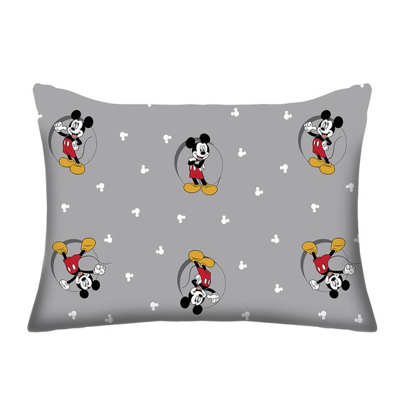 Fronha Avulsa KazzaVip Malha 100% Algodão Disney Estampada Mickey Circle 48cmx68cm Cinza