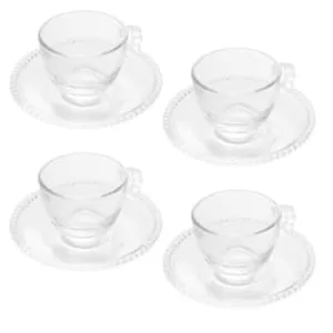 Conjunto com 4 Xícaras e Pires para Café Wolff Pearl em Cristal - 80 ml