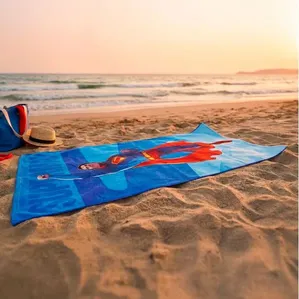 Toalha de Praia e Piscina KazzaVip Microfibra 100% Poliéster Estampada Anti Areia Licenciada Superman 70cm x 140m Azul