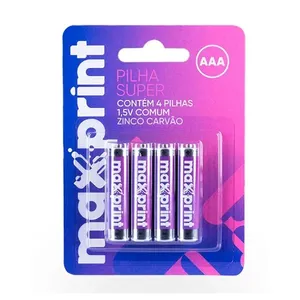 Pilha Palito AAA Zinco com 4 Maxprint