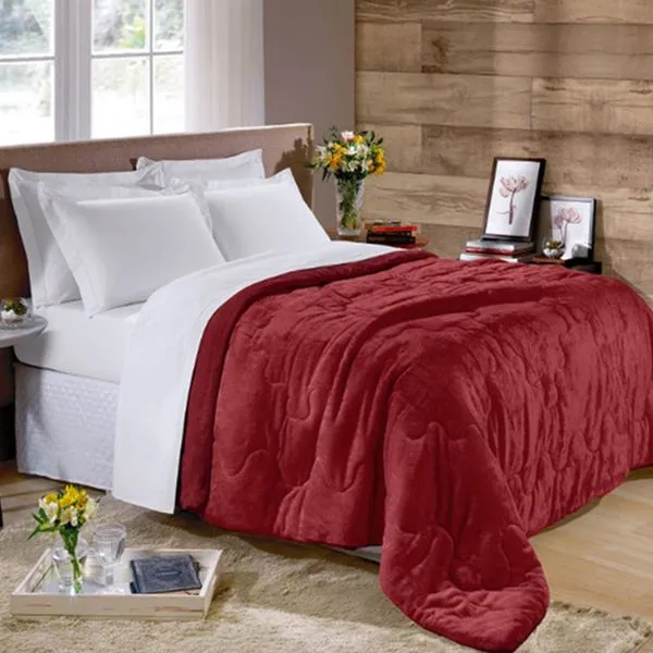 Edredom KazzaVip Queen Plush Flannel 100% Poliéster Dupla Face 240m x 260m Vermelho