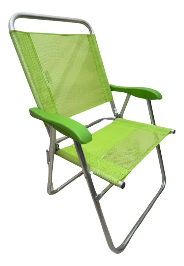 Cadeira De Praia Alta Sanete Encosto Alto Aluminio Ronchetti Cor Verde