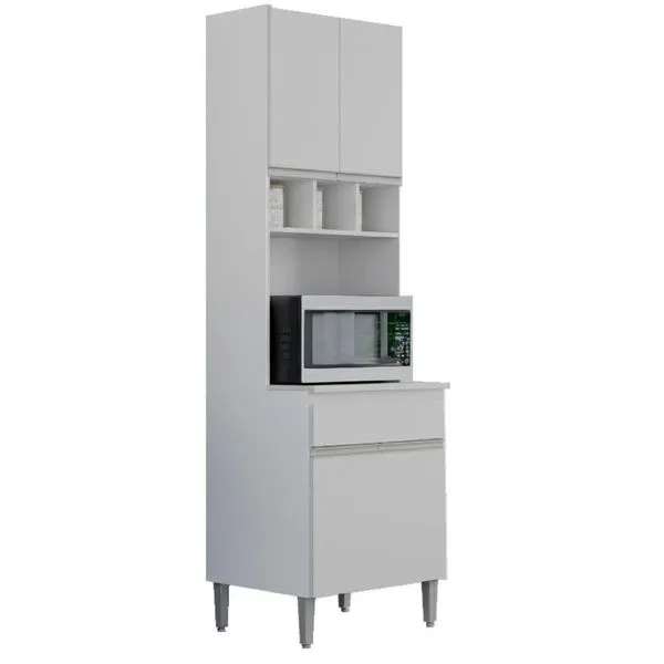 Paneleiro Microondas 202x61cm Andreia Branco Reajl Moveis Branco