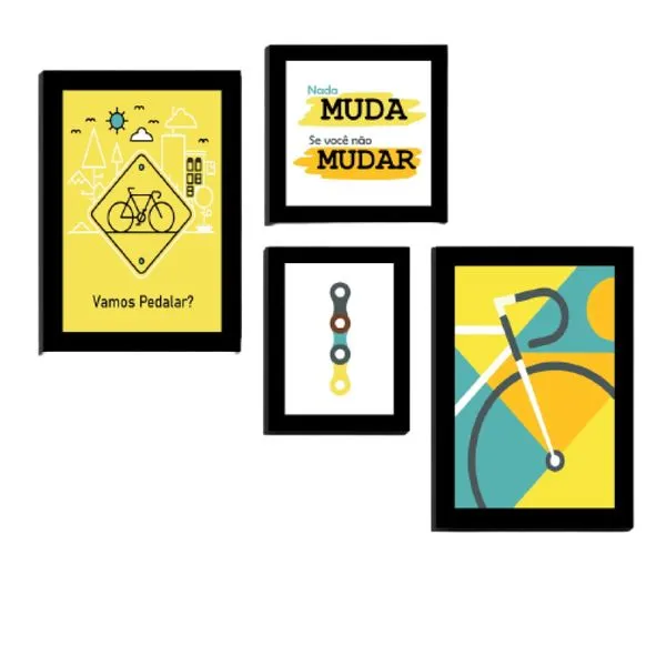 Quadros Placas mdf 6mm ciclista bicicleta 4 un 29x20 20x15