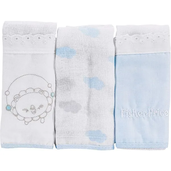Conjunto Pano de Boca com 3 Peças Bordado Fisher Price Masculino
