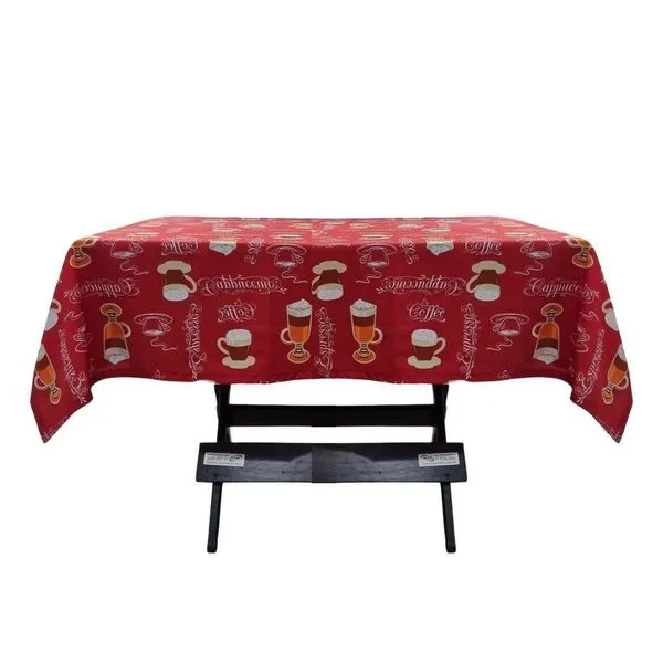 Toalha Mesa Oxford Estampado 1,50x1,50 4 Lugares Coffee