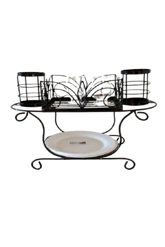 Porta Pratos Talheres de mesa ferro preto 60 cm