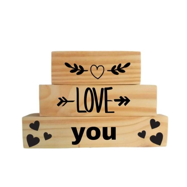 Dia dos namorados - presente Love you em Madeira pinus