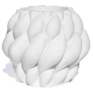 Vaso Decorativo Novelo 13cm Em Cimento Artesanal Sala E Cozinha Branco