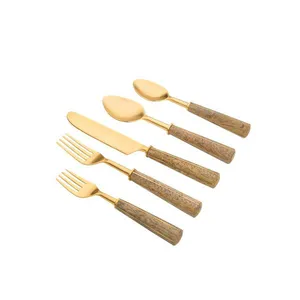 Faqueiro em inox Copa&Cia Garbo Goldwood 30 peças