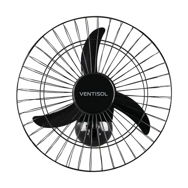 Ventilador De Parede Ventisol Oscilante 50cm Aço Preto Bivolt