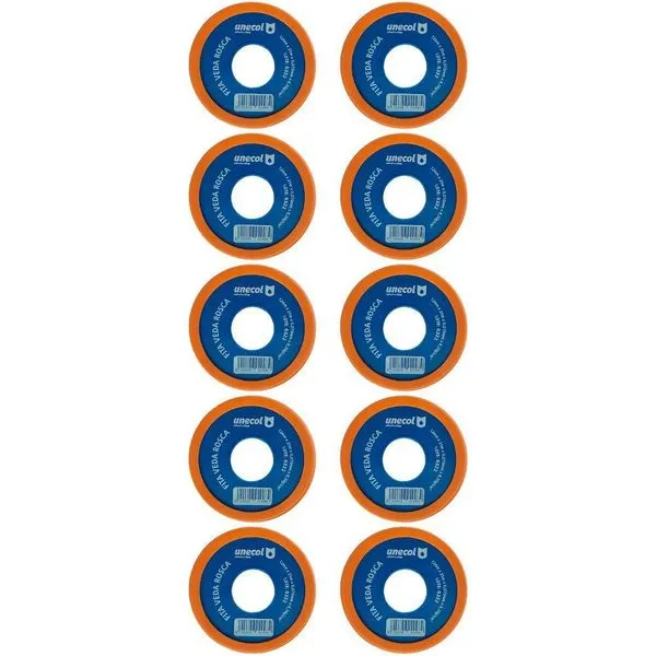 Kit 10 Fita Veda Rosca 12mm 50 Metros Vedação Hidráulica Canos Torneiras Teflon