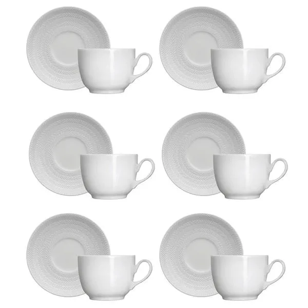Conjunto de Xícaras para Chá Germer Chevron em Porcelana 240 ml  6 Peças