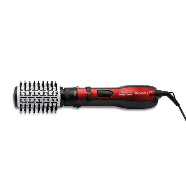 Escova Rotativa Ceramic Íon Mondial, 2 Temperaturas, Com Íons, 1200W, Vermelho / Black - ER09 110V