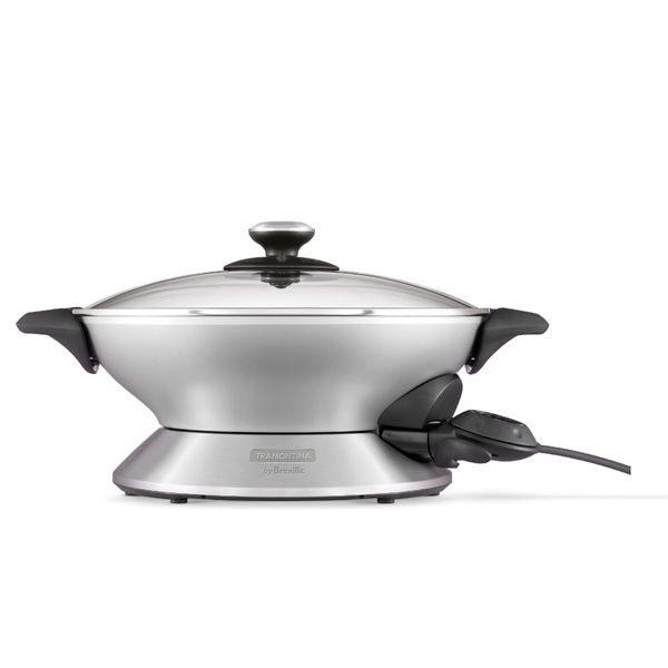 Panela Elétrica Tramontina by Breville Wok Chef em Alumínio Fundido com Tampa de Vidro 6 L 127 V 110V