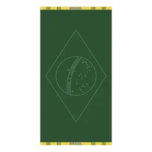 Toalha de Praia KazzaVip Jacquard Veludo 100% Algodão Bandeira Do Brasil 70cmx140m Verde