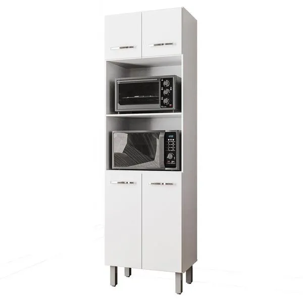 Paneleiro Alto Com Nicho Micro-ondas 4 Portas Lara Branco
