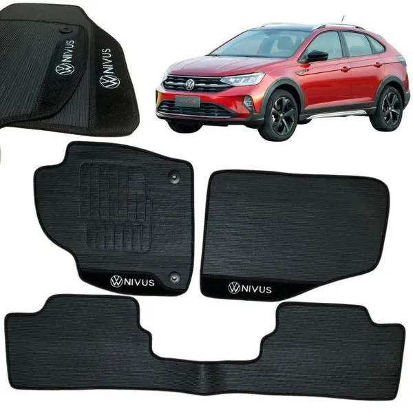 Kit Tapete Emborrachado Vw Nivus 2020 Em Diante 3 Peças