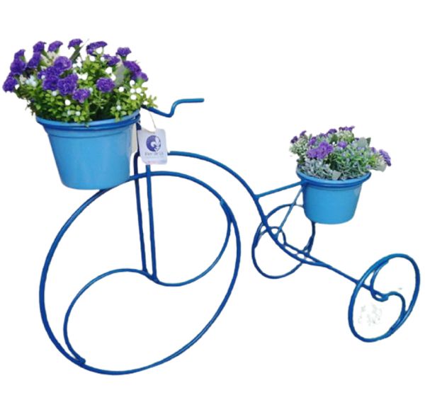 Suporte Plantas Bicicleta Azul - 2 vasos