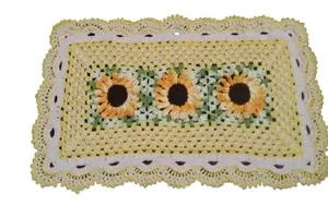 Tapete de crochê Girassol Artesanal Amarelo
