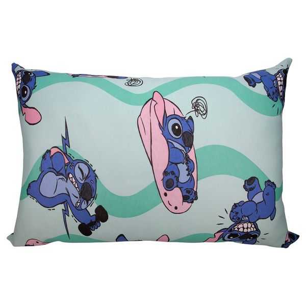Fronha Avulsa KazzaVip Malha 100% Algodão Disney Estampada Stitch Fit 48cmx68cm Verde