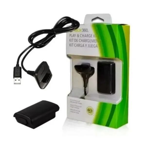 Kit 1 Bateria Para Controle Xbox 360 + 1 Cabo Carregador 1.4m