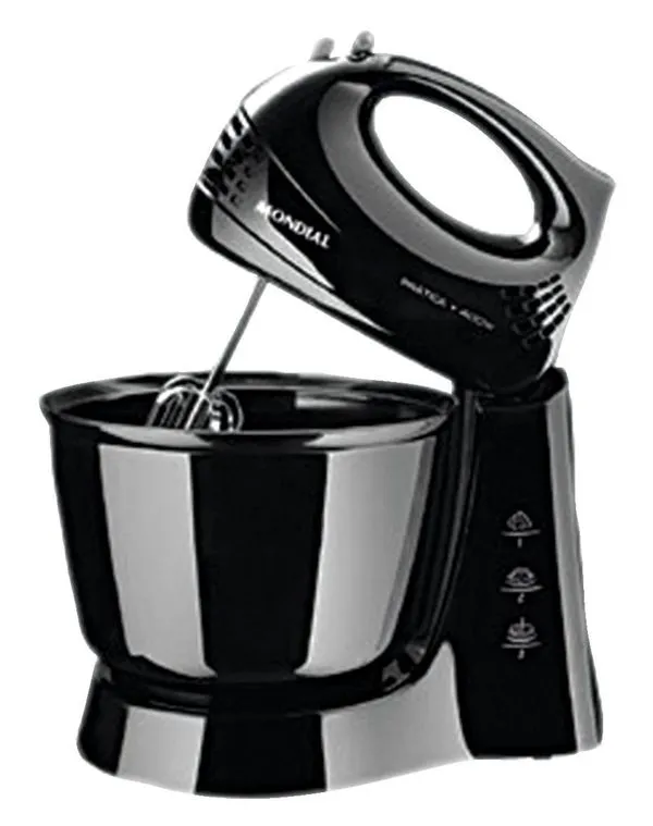Batedeira de Mesa Mondial Pratica B44B 400W 3 Velocidades Preta 220V