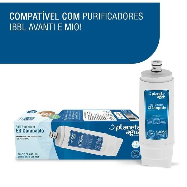 Kit 2 Refil E3 Compacto 1101 para Purificador Ibbl Avanti Mio Planeta Agua