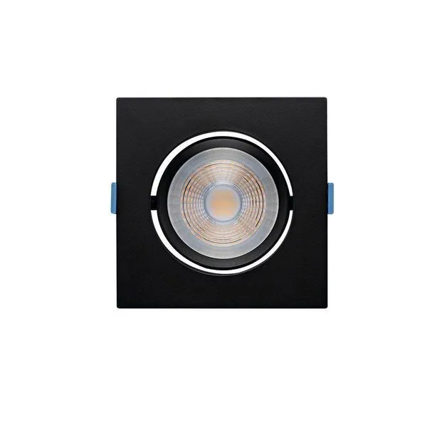 Spot De Led De Embutir Recuado Stella Easy Evo Par 20 Quadrado 7w Bivolt Preto - 3000k - Luz Amarela