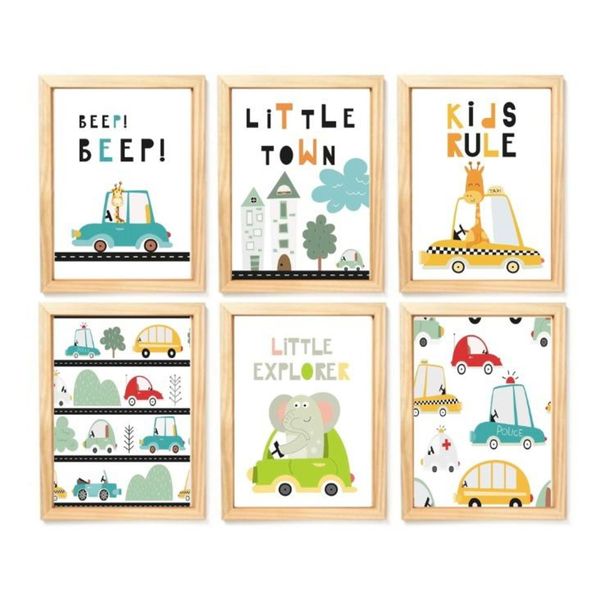 Quadro Infantil Carrinhos 6 un A4
