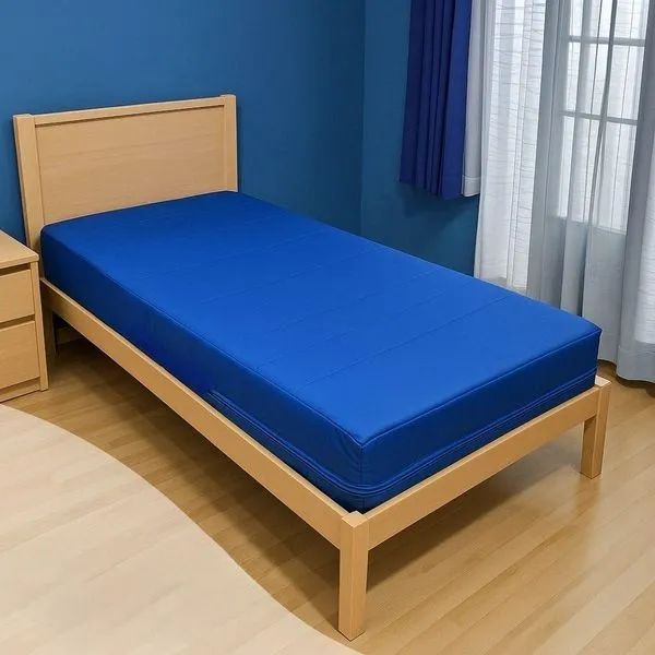 Capa Impermeável Para Colchão Casal Feita Em Napa Hospitalar - 138x188x12cm Azul