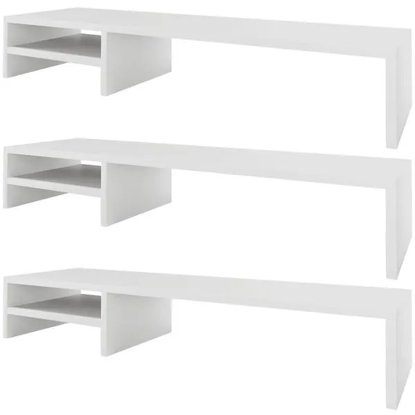Kit 03 Suportes Para Monitor Stand Home Office Lap 90 Cm L03 Branco - Lyam