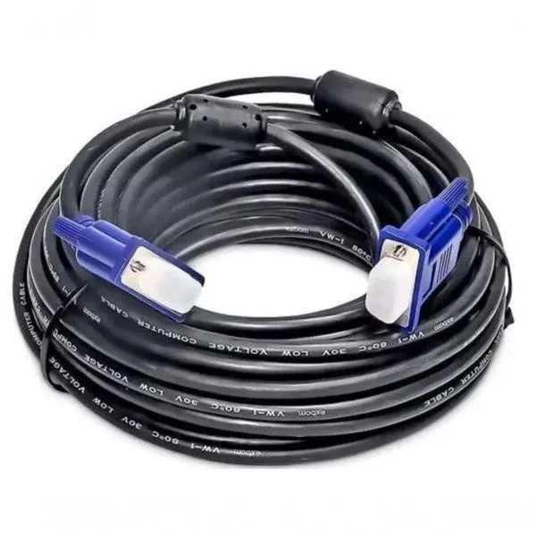 Cabo Para Monitor E Projetor Vga Db15 Com Filtro 5 Metros Preto