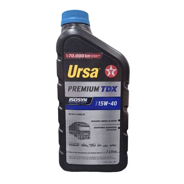 Óleo Lubrificante do Motor Texaco Ursa Premium TDX SAE 15W40 Mineral 1L para Motores a Diesel