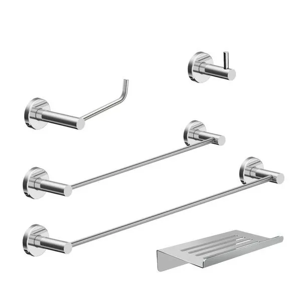 Kit De Acessórios Para Banheiro Escovado 5 Peças Grego Metal 2180at