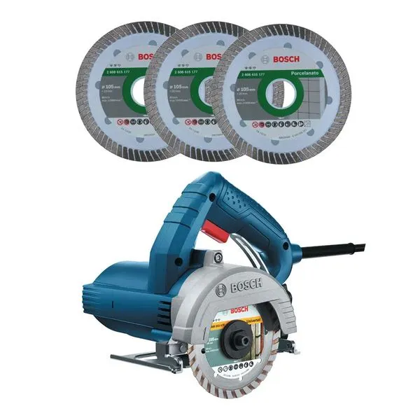 Kit Serra Mármore 1500W Bosch Titan GDC 150 127V com 3 Discos Diamantados 105mm