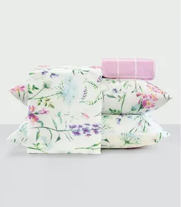 Jogo De Cama Solteiro Floral 200 Fios Lar e Lazer Bege UN / Bege